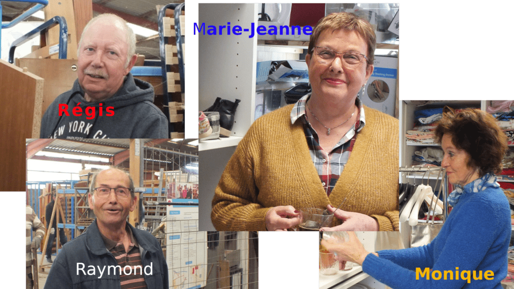 4 bénévoles : Régis, Marie-Jeanne, Raymond et Monique